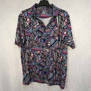 Deolax Geometric Polo Shirt Mens Large L Performance Golf Aztec Navajo